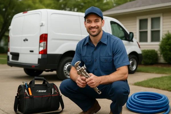 a male plumber smiling and posing for the camera from Emergency Plumber San Marcos in San Marcos, TX - Faucet Replacement Services a male plumber smiling and posing for the camera from Emergency Plumber San Marcos in San Marcos, TX - Faucet Replacement Services