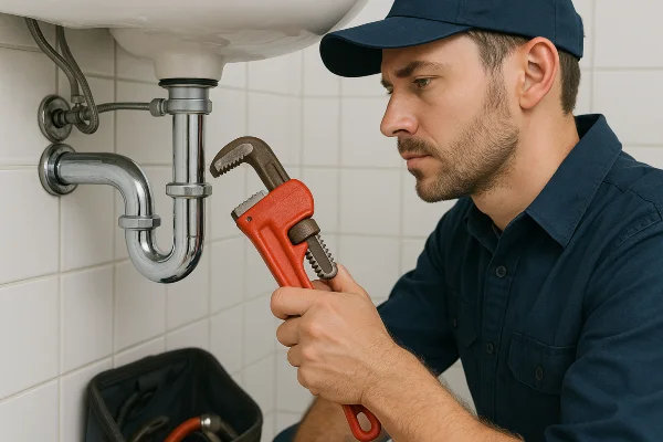 a male plumber installing a water heater from Emergency Plumber San Marcos in San Marcos, TX - Tankless Water Heater Installation a male plumber installing a water heater from Emergency Plumber San Marcos in San Marcos, TX - Tankless Water Heater Installation